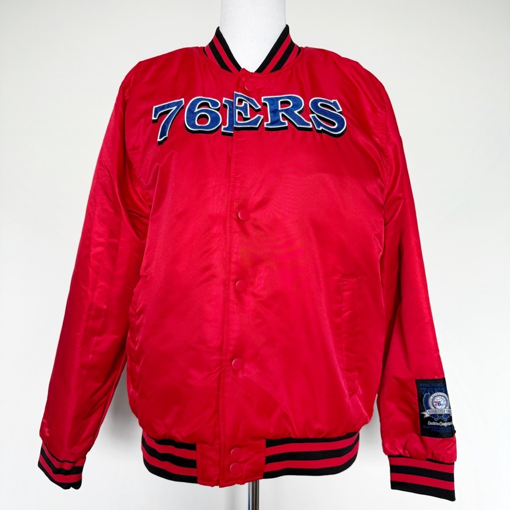 Philadelphia 76ers Sixers Bomber Jacket Mens Size XL Coat Red Blue NBA Fan Gear